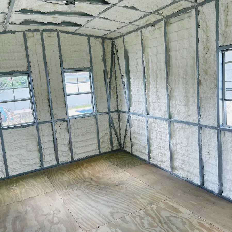 Closed-cell spray foam insulation applied to wall cavities in a residential project in Rockcreek